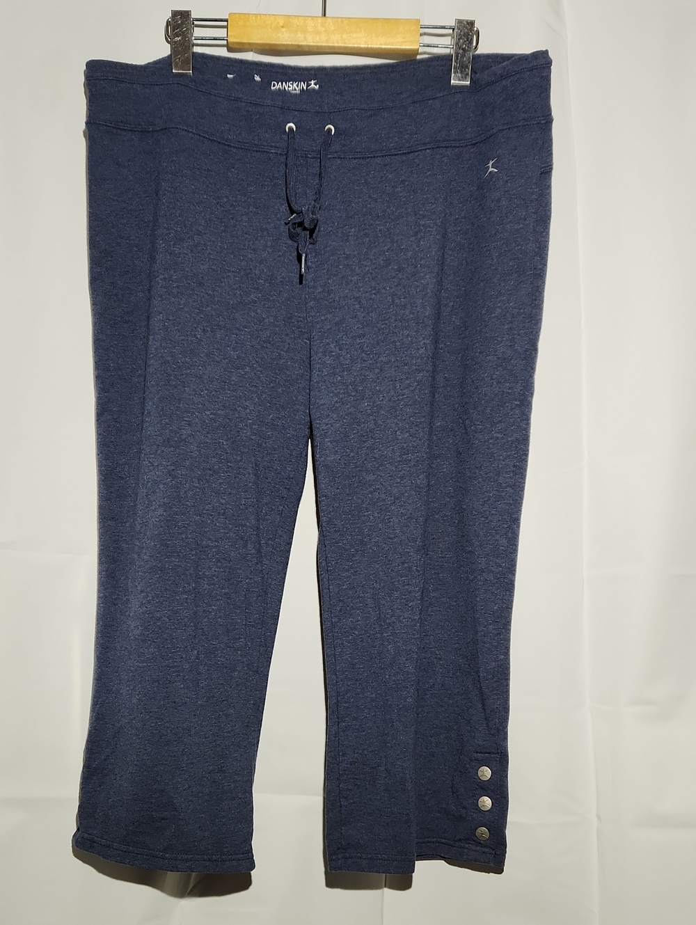 Danskin Navy Blue Drawstring Capri Sweatpants with Snap Hem - XXL